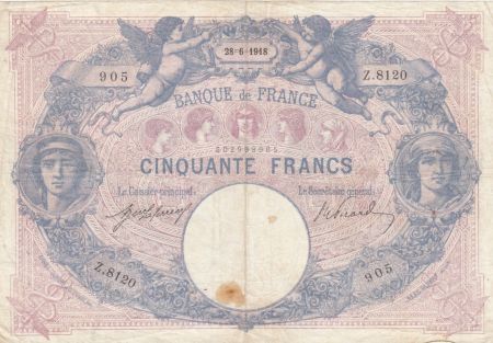 France 50 Francs Bleu et Rose - 1918 Série Z.8120