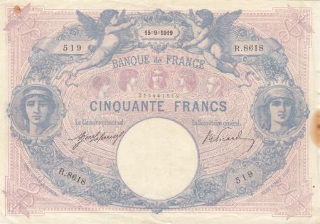 France 50 Francs Bleu et Rose - 1919 Série R.8618