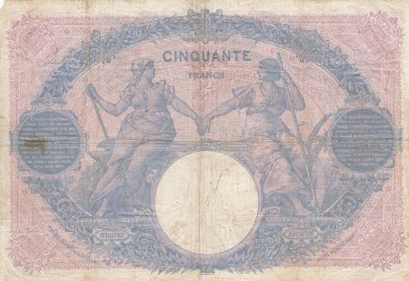 France 50 Francs Bleu et Rose - 22-04-1912 Série Q.4295 - p.TB