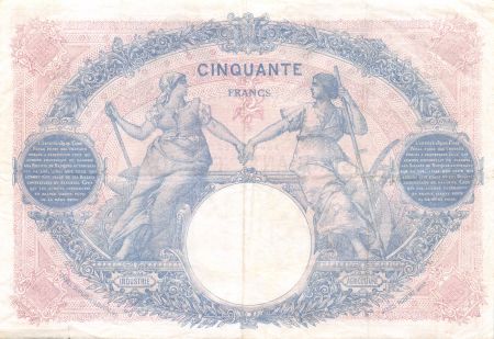 France 50 Francs Bleu et Rose - 22-04-1918 Série Q.8008 - TTB