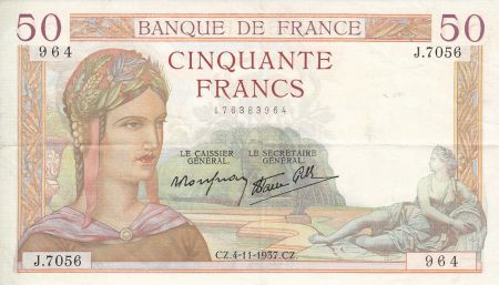 France 50 Francs Cérès - 04-11-1937 Série J.7056