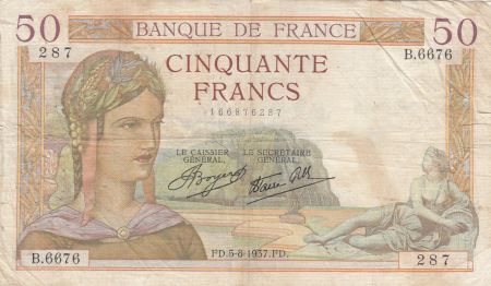 France 50 Francs Cérès - 05-08-1937 - Série B.6676