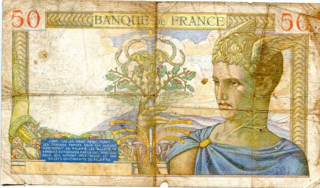 France 50 Francs Cérès - 10-08-1939 Série X.10708-427 - PTB