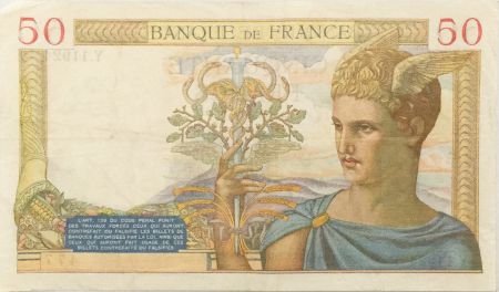 France 50 Francs Cérès - 11-01-1940 Série Y.11924 - TTB