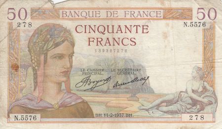 France 50 Francs Cérès - 11-02-1937- Série N.5576