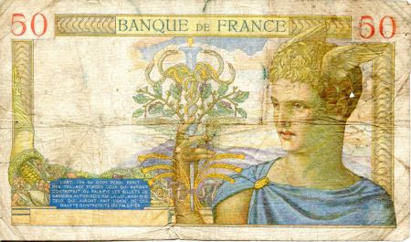 France 50 Francs Cérès - 13-05-1937 Série R.6248-024 - PTB
