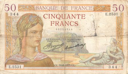 France 50 Francs Cérès - 14-08-1935 Série E.2531 - PTB