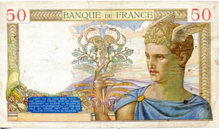 France 50 Francs Cérès - 14-09-1939 Série Y.10854-074 - TTB