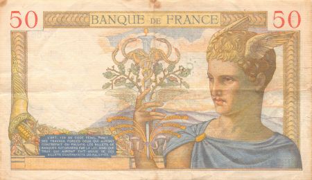 France 50 Francs Cérès - 17-03-1938 Série H.7687 - PTTB