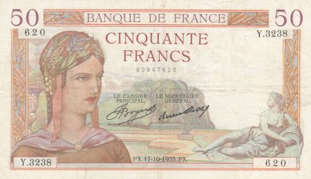 France 50 Francs Cérès - 17-10-1935 - Série Y.3238 - TTB