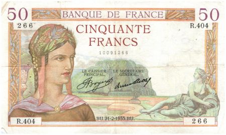 France 50 Francs Cérès - 1935