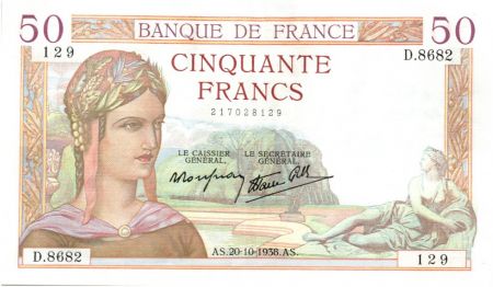 France 50 Francs Cérès - 20-10-1938 Série D.8682-129