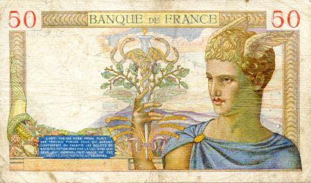 France 50 Francs Cérès - 22-02-1940 Série O.12351-689 - PTTB