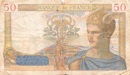 France 50 Francs Cérès - 22-02-1940 Série X.12549 - PTB