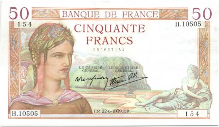 France 50 Francs Cérès - 22-06-1939 Série H.10505