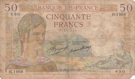 France 50 Francs Cérès - 25-04-1935 - Série H.1468