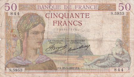 France 50 Francs Cérès - 25.03.1937 - Série S.5953