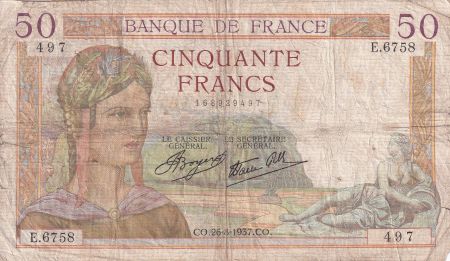 France 50 Francs Cérès - 26-08-1937 - Série E.6758 -