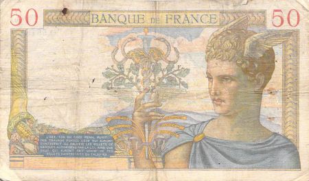 France 50 Francs Cérès - 28-01-1937 - Série Q.5513 - PTB