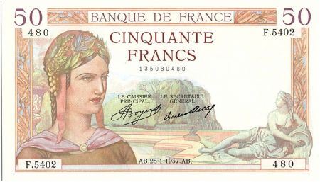 France 50 Francs Cérès - 28-01-1937 Série F.5402