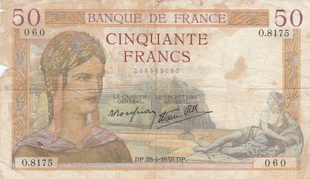 France 50 Francs Cérès - 28-04-1938- Série O.8175