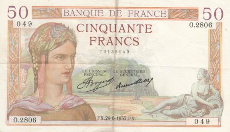 France 50 Francs Cérès - 29-08-1935 - Série O.2806 - TTB