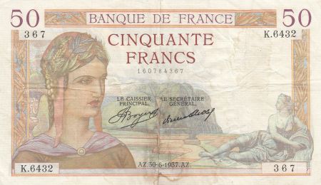 France 50 Francs Cérès - 30-06-1937- Série K.6432