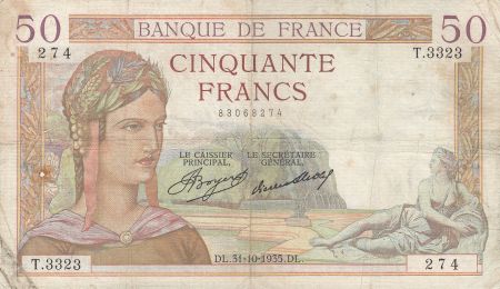 France 50 Francs Cérès - 31-10-1935 - Série T.3323