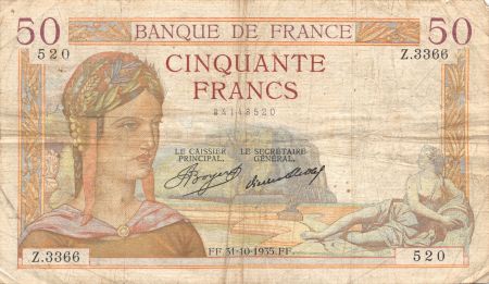 France 50 Francs Cérès - 31-10-1935 Série Z.3366 - TB