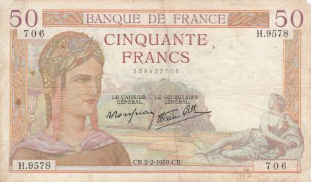 France 50 Francs Cérès -02-02-1939- Série H.9578