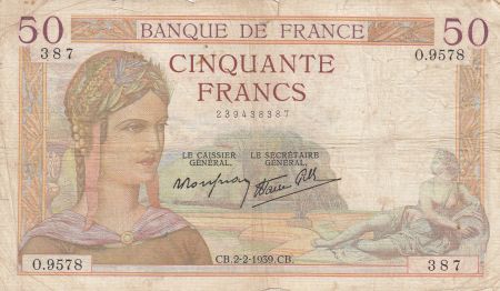 France 50 Francs Cérès -02-02-1939- Série O.9578