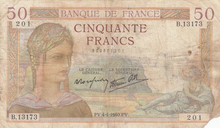 France 50 Francs Cérès -04-04-1940- Série B.13173