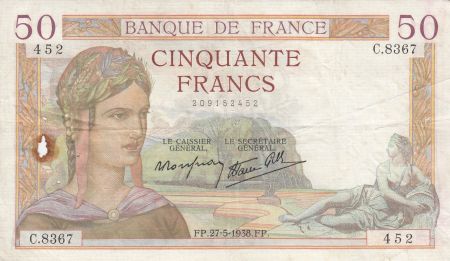 France 50 Francs Cérès -27-05-1938- Série C.8367