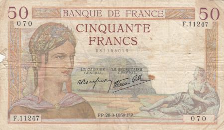 France 50 Francs Cérès -28-09-1939- Série F.11247