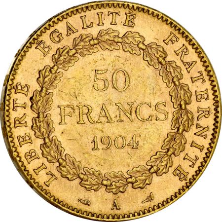 France 50 Francs Génie Debout Or - 1904 A