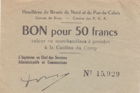 France 50 Francs Houillières du Pas de Calais - Prisonniers de Guerre 1940-1945