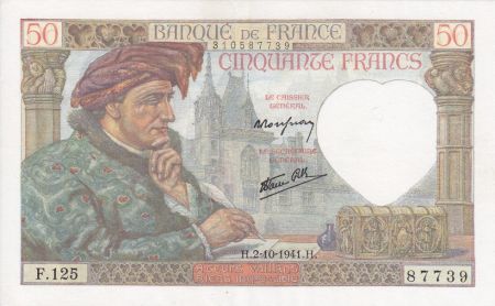 France 50 Francs Jacques Coeur - 02-10-1941 Série F.125-87739