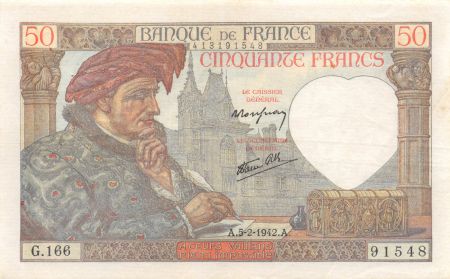 France 50 Francs Jacques Coeur - 05-02-1942 Série G.166 - TTB