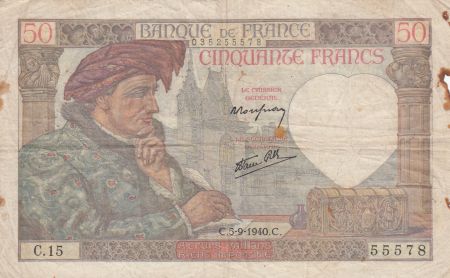 France 50 Francs Jacques Coeur - 05-09-1940 - Série C.15