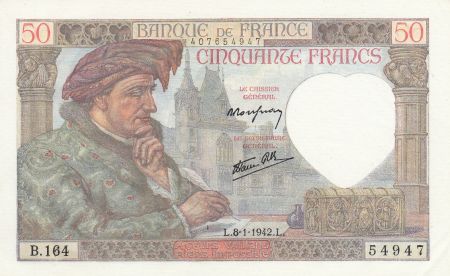 France 50 Francs Jacques Coeur - 08-01-1942 Série B.164