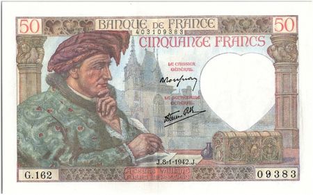 France 50 Francs Jacques Coeur - 08-01-1942 Série G.162