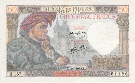 France 50 Francs Jacques Coeur - 08-01-1942 Série H.157 - TTB