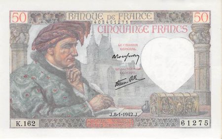 France 50 Francs Jacques Coeur - 08-01-1942 Série K.162 - SPL