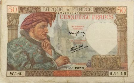 France 50 Francs Jacques Coeur - 08-01-1942 Série W.160 - PTTB