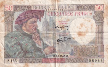 France 50 Francs Jacques Coeur - 08-01-1942 Série Z.165 - TB+