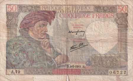 France 50 Francs Jacques Coeur - 08-05-1941 - Série A.79