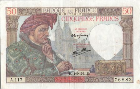 France 50 Francs Jacques Coeur - 11-09-1941 - Série A.117