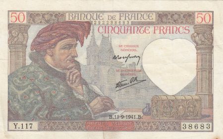 France 50 Francs Jacques Coeur - 11-09-1941 - Série Y.117