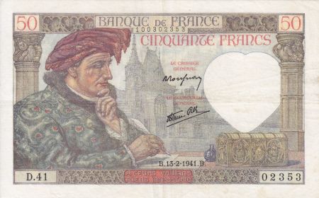 France 50 Francs Jacques Coeur - 13-02-1941 Série D.41