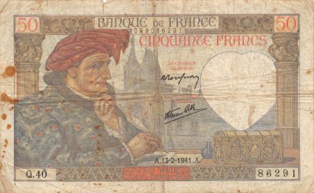 France 50 Francs Jacques Coeur - 13-02-1941 Série Q.40 - PTB